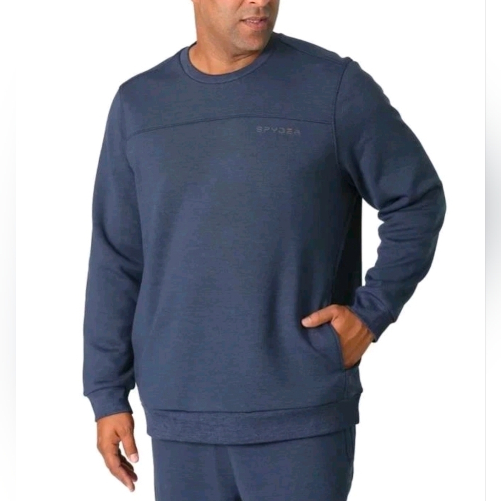 Men's Spyder Active Fleece Crewneck Sweatshirt Blue Size L NWT